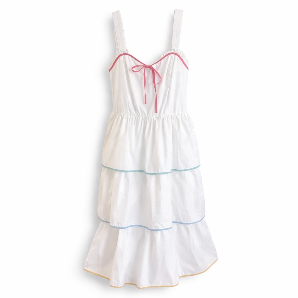Oddi Tiered Midi Dress 1XL White Boho Cottagecore Smocked Sundress NWT